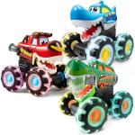 JOYIN 3 Pack Monster Truck Toy - Motion Activated Light Up Cars for Toddlers - Monster Glow Rover LED Wheels - Baby Boy Toys - Press and Go Dinosaur Trucks for Kids Boys Birthday Gifts for Christmas