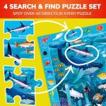 QUOKKA 100 Piece Puzzles for Kids Ages 4-6 - 4 Jigsaw Puzzles for Kids Ages 6-8 - Search and Find Game with Animals, Dinosaurs for Childrens 5-8 - Learning Educational Toys for Boys and Girls 8-11