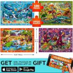 QUOKKA 100 Piece Puzzles for Kids Ages 4-6 - 4 Jigsaw Puzzles for Kids Ages 6-8 - Search and Find Game with Animals, Dinosaurs for Childrens 5-8 - Learning Educational Toys for Boys and Girls 8-11