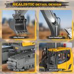 Remote Control Excavator Toy RC Play Excavator Construction Vehicles, 11CH 2.4Ghz RC Sand Digger with Metal Shovel & Light, Construction Truck Toys for Boys 3 4 5 6 7 8-12 Year Old Kids Birthday Gifts