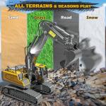 Remote Control Excavator Toy RC Play Excavator Construction Vehicles, 11CH 2.4Ghz RC Sand Digger with Metal Shovel & Light, Construction Truck Toys for Boys 3 4 5 6 7 8-12 Year Old Kids Birthday Gifts