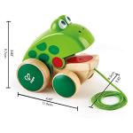 Hape Frog Pull-Along | Wooden Frog Fly Eating Pull Toddler Toy, Bright Colors