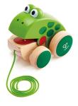 Hape Frog Pull-Along | Wooden Frog Fly Eating Pull Toddler Toy, Bright Colors
