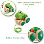 Hape Frog Pull-Along | Wooden Frog Fly Eating Pull Toddler Toy, Bright Colors