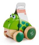 Hape Frog Pull-Along | Wooden Frog Fly Eating Pull Toddler Toy, Bright Colors