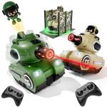 bessome 2 Pack Cute Cartoon Remote Control Battle Tanks with Laser tag|Hobby RC Cars Shoot to Ejected Out|Military Army Toys for 6 7 8 Year Old Boys Girls | Christmas Birthday Gifts for 8-12
