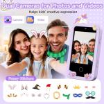 Kids Smart Phone Toys for Girls Age 3-9, Touchscreen Dual Camera Kids Phone, Christmas Birthday Gifts for Age 3 4 5 6 7 8 9, Toddler Learning Play Toy with Music Player, 8G Card