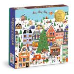 Galison Merryville – 500 Piece Holly Maguire Foil Jigsaw Puzzle Featuring Beautiful Illustrations of A ​Holiday Town During Wintertime Festivities (Amazon Exclusive)