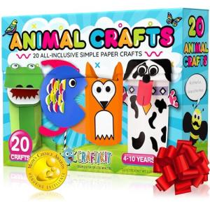 Craftikit® 20 Award-Winning Animal Toddler Arts and Crafts for Kids Ages 3-10 Years, All-Inclusive Animal Craft Kits, Fun Toddler Craft Box for Girls, Boys in Preschool