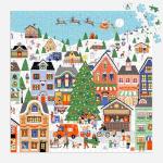Galison Merryville – 500 Piece Holly Maguire Foil Jigsaw Puzzle Featuring Beautiful Illustrations of A ​Holiday Town During Wintertime Festivities (Amazon Exclusive)