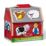Melissa & Doug Take-Along Wooden Toy Barn, 11-Pc Portable Toddler Playset with Farm Animals & Pop-Up Roof, Preschool Learning Toys for Girls & Boys 2+