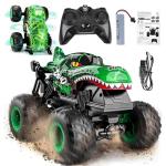 BEZGAR Monster Truck Toys - Remote Control Monster Truck with Light & Music, Dinosaur Toys for Kids, 1:20 Scale RC Truck with 360° Spins and Drifting, Remote Control Car for Boys 4-7