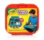 Crayola Create 'N Carry Travel Art Set for Kids (75pcs), 2-in-1 Lap Desk & Carrying Case, Holiday for Kids, Art Supplies Kit for Crafting, Drawing & Coloring