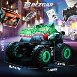 BEZGAR Monster Truck Toys - Remote Control Monster Truck with Light & Music, Dinosaur Toys for Kids, 1:20 Scale RC Truck with 360° Spins and Drifting, Remote Control Car for Boys 4-7