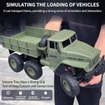 JPJCOOY RC Military Truck 6x6 Road Remote Control Car 1/16 Scale Remote Control Truck 4WD All Terrain Rock Army Transport Vehicle Toy Vehicle for Kids Children Boy Gift