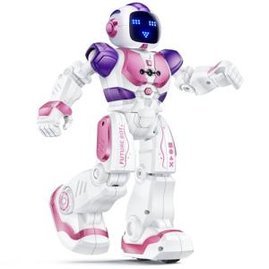 Ruko 6088 Dancing Robot for Girls with APP Control, Remote Control, Gesture Sensing Control, Interactive LED Faces, QA Games Rechargeable Programmable Robot Toys for 3 4 5 6 Years Kids, Pink Purple
