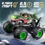 BEZGAR Monster Truck Toys - Remote Control Monster Truck with Light & Music, Dinosaur Toys for Kids, 1:20 Scale RC Truck with 360° Spins and Drifting, Remote Control Car for Boys 4-7
