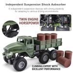 JPJCOOY RC Military Truck 6x6 Road Remote Control Car 1/16 Scale Remote Control Truck 4WD All Terrain Rock Army Transport Vehicle Toy Vehicle for Kids Children Boy Gift