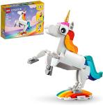 LEGO Creator 3 in 1 Magical Unicorn Toy, Transforms to Seahorse to Peacock, Rainbow Animal Figures, Unicorn Gift for Grandchildren, Girls and Boys, Buildable Toys, 31140