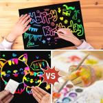 ZMLM Scratch Paper Art Craft: 2 Pack Rainbow Scratch Set for 3 4 5 6 7 8 9 10 Years Old Girls Boys Students Drawing Coloring Black Magic Art Supplies Kits Gifts School Birthday Party Toys(Classic)