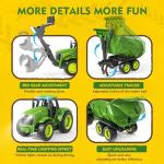Funwee 2.4GHz RC Tractor Toy w/Light & Music, Kid Farm Car Toy w/Front Loader & Farm Animal, RC Tractor Trailer Truck Vehicle Toy for Boy Girl Age 3 4 5 6 7+ Year Old Christmas Birthday Gift (Green)