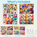 Jeacirio 100 Piece Puzzles for Kids Ages 4-8 - Dogs Flowers Donuts Cats Puzzles - Large Puzzle for Senior Jigsaw Puzzle for Kids Ages 4-6 6-8 8-10 Year Old Educational Toys Gifts 4-Pack 15"x11"