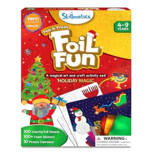 Skillmatics Foil Fun – Mess-Free Holiday Art & Craft Kit for Kids, DIY Creative Activity, Travel Game, Stocking Stuffer & Christmas Gift for Boys & Girls Ages 4, 5, 6, 7, 8, 9
