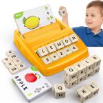 DEGIDEGI Educational Toys for Kids Ages 3-8, Matching Letter Spelling Game ABC Math Learning, Xmas Birthday Party Gifts for 3 4 5 6 7 8 Year Olds Boys and Girls Yellow