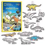 National Geographic Kids Stained Glass Kit - Glow in The Dark Dinosaur Toys, Kids Arts and Crafts Set, Window Sun Catchers, Kid Crafts Ages 4-8, Window Art Craft Kit, Suncatcher