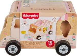Fisher-Price Wood Toddler Toy Ice Cream Truck Shape Sorter Set, 9 Wooden Pieces for Developmental Play Kids Ages 18+ Months (Amazon Exclusive)