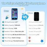 MOMILLA Toys Kids Smart Phone, 3.97" Screen Dual Cameras w/ 21 Stickers, Christmas Birthday Gifts for Kids, 16GB Toddler Learning Cell Phone with Games, Boys Girls Toys for Age 3 4 5 6 7 8 9 Year Old