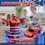Spider Transform RC Cars Toys with Eye & Underbody Lights, 2.4GHz Remote Control Car One-Button Deformation, Fast 360°Rotation Robot Toys Birthday Gifts for 3 4 5 6 7 8 9 10 Year Old Boys Age 4-7 8-12