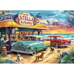 Chalzidar Jigsaw Puzzles for Adults 1000 Pieces, Interlock Perfectly Letter on Back No Dust, Home Decor Birthday Party Gift Toy for Men Women Elders Seniors, 1:1 Poster —Seaview Campground