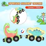 Zeoddler Toys for Toddlers, 11 Magnetic Wooden Dinosaur Train Set, Montessori Toys for Toddlers, Preschool Educational Material for Kids, Birthday Gifts for Boys, Girls