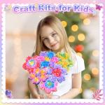 MDINGTD Toys for 4 5 6 7 8+ Year Old Girls, Poke Art Flower Bouquet with 8 Flowers & 2 Butterflies Arts and Crafts for Girls Ages 4-8 DIY Creative Activity Birthday Xmas Gifts Craft Kits