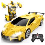 Qumcou Transform Remote Control Car, RC Cars for Boys Age 3-5 6-8, One-Button Transform Toy Cars, 2.4GHz, 360° Spin, 1:16 Scale, Flashing Headlight,3-8 Year Old Grandkids Christmas Birthday Gifts