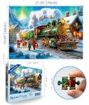Christmas Puzzles for Adults 1000 Pieces Winter Train Town Jigsaw Puzzles for Adult Puzzles 1000 Pieces with Letters on Back Challenging Holiday Family Puzzle Gifts for Women Men Seniors