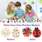 Worgree DIY Wooden Magnets, 36 pcs Wooden Art Craft Supplies Painting Kit for Kids Party Favors for Boys Girls Ages 4-8 8-12 Birthday Easter Crafts Gifts Toys Basket Goodie Bag Stuffers