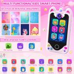 Kids Smart Phone for Girls Gifts - Toddler Christmas Birthday Gift for Age 3 4 5 6 Year Old, Kids Cell Phone Toy with Touchscreen, Dual Cameras, Learning, Kid Mp3 Player, Games with 32 GB Card