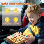 TINTECUSA Busy Board Montessori Toys for Toddler, Wooden Sensory Board Switch Toy with Shape Sorter LED Light Up Toys Educational Plane Travel Activity for Girls & Boys