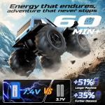 DEERC Amphibious Remote Control Car Monster Truck Toys Waterproof RC Stunt Cars for Boys 8-12 Toys W/Blocks & 360°Spin, 4WD All-Terrain Off-Road Pickup RC Truck 2.4Ghz 60+ Min Playtime Pool Toy Gift