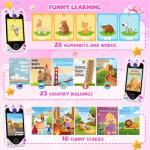Kids Smart Phone for Girls Gifts - Toddler Christmas Birthday Gift for Age 3 4 5 6 Year Old, Kids Cell Phone Toy with Touchscreen, Dual Cameras, Learning, Kid Mp3 Player, Games with 32 GB Card