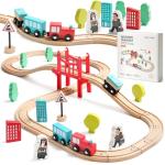 Tiny Land Wooden Train Set for Toddler - 39 Pcs- with Wooden Tracks Compatible with Major Brands - Expandable, Changeable-Train Toy for 3 4 5 Years Old Girls & Boys