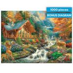 Buffalo Games - Alpine Serenity - Chuck Pinson - 1000 Piece Autumn Jigsaw Puzzle for Adults - Fall Mountain Cabin Scene - Challenging Puzzle for Game Nights - Finished Size 26.75 x 19.75 - Made in USA