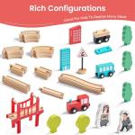 Tiny Land Wooden Train Set for Toddler - 39 Pcs- with Wooden Tracks Compatible with Major Brands - Expandable, Changeable-Train Toy for 3 4 5 Years Old Girls & Boys