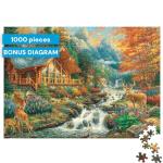 Buffalo Games - Alpine Serenity - Chuck Pinson - 1000 Piece Autumn Jigsaw Puzzle for Adults - Fall Mountain Cabin Scene - Challenging Puzzle for Game Nights - Finished Size 26.75 x 19.75 - Made in USA