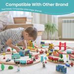 Tiny Land Wooden Train Set for Toddler - 39 Pcs- with Wooden Tracks Compatible with Major Brands - Expandable, Changeable-Train Toy for 3 4 5 Years Old Girls & Boys
