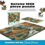 Buffalo Games - Alpine Serenity - Chuck Pinson - 1000 Piece Autumn Jigsaw Puzzle for Adults - Fall Mountain Cabin Scene - Challenging Puzzle for Game Nights - Finished Size 26.75 x 19.75 - Made in USA
