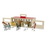 Melissa & Doug Take-Along Show-Horse Stable Play Set– Pretend Play Wooden Barn Toy with 8 Horse Toys & Carrying Case, Portable Preschool Travel Toys for Kids Ages 3+