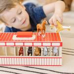 Melissa & Doug Take-Along Show-Horse Stable Play Set– Pretend Play Wooden Barn Toy with 8 Horse Toys & Carrying Case, Portable Preschool Travel Toys for Kids Ages 3+